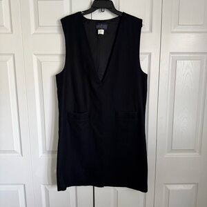 Vtg Herman Geist Dress Womens 14 Black Wool Sleeveless USA Office Minimalist